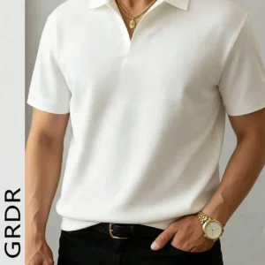 GRDR Men's Lightweight Mandarin Collar Simple Short Sleeve T-Shirt, Casual &